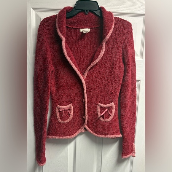 Sleeping On Snow Sweaters - Sleeping On Snow Anthropologie Pink Wool Blend Knit Sweater Jacket Size Small